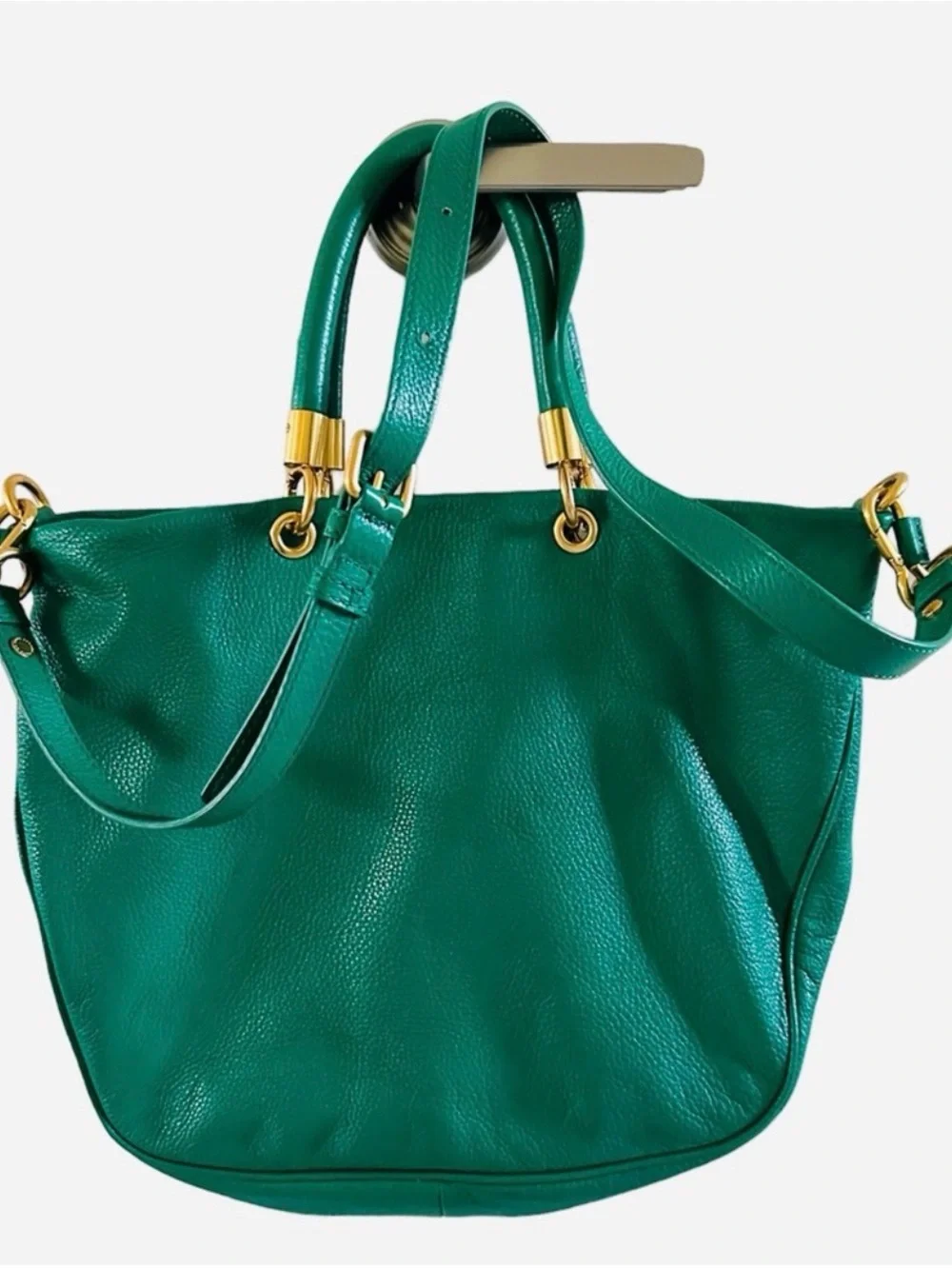 Marc Jacobs Emerald Green Leather Hobo with Gold Hardware
